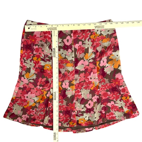 Vintage Old Navy Womens Skirt Lined Pink Maroon Floral A Line Spring Summer Sz 8 - Picture 3 of 6